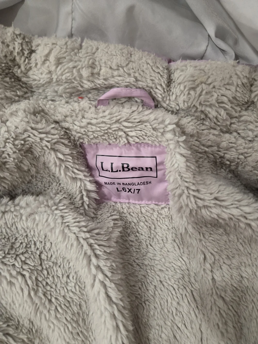 L.L. Bean Little Girls' Midnight Black Sherpa Puffer Jacket with Hood Size (6-7)